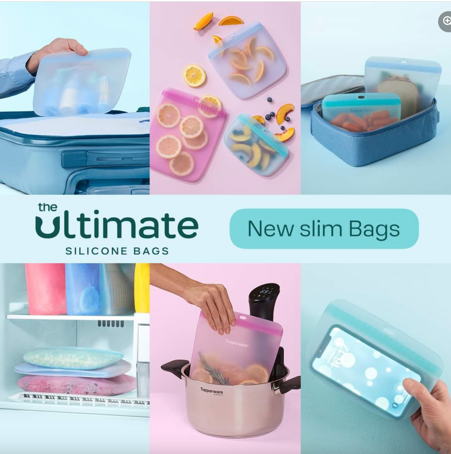 Tupperware Slim Silicone Bags in 3 Sizes