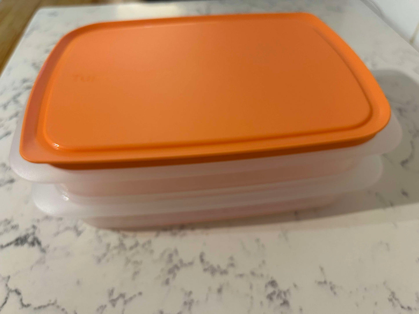 Tupperware Cool Stackable Two Piece Set with orange lid