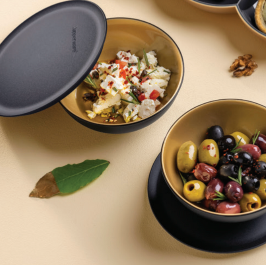 Tupperware Allegra Bowls in Black and Gold Set of Two