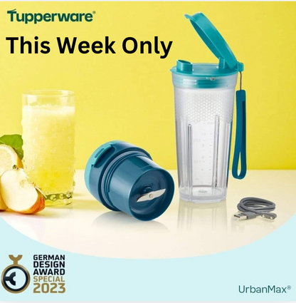 Tupperware Urbanmax Wireless Rechargable Portable Blender 350ml Blue